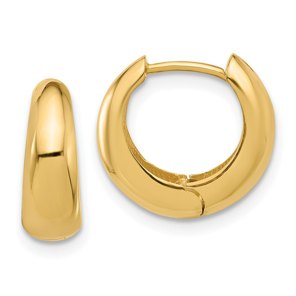 10K Yellow Gold 10K Polished Hinged Huggie Hoop Earrings