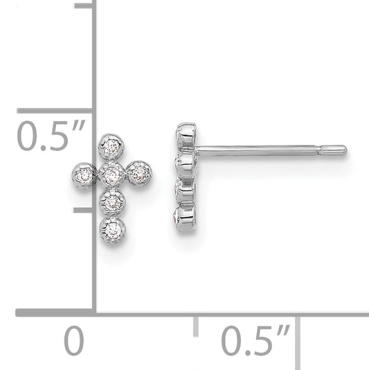10K White Gold 10K Polished Cz Cross Post Earrings