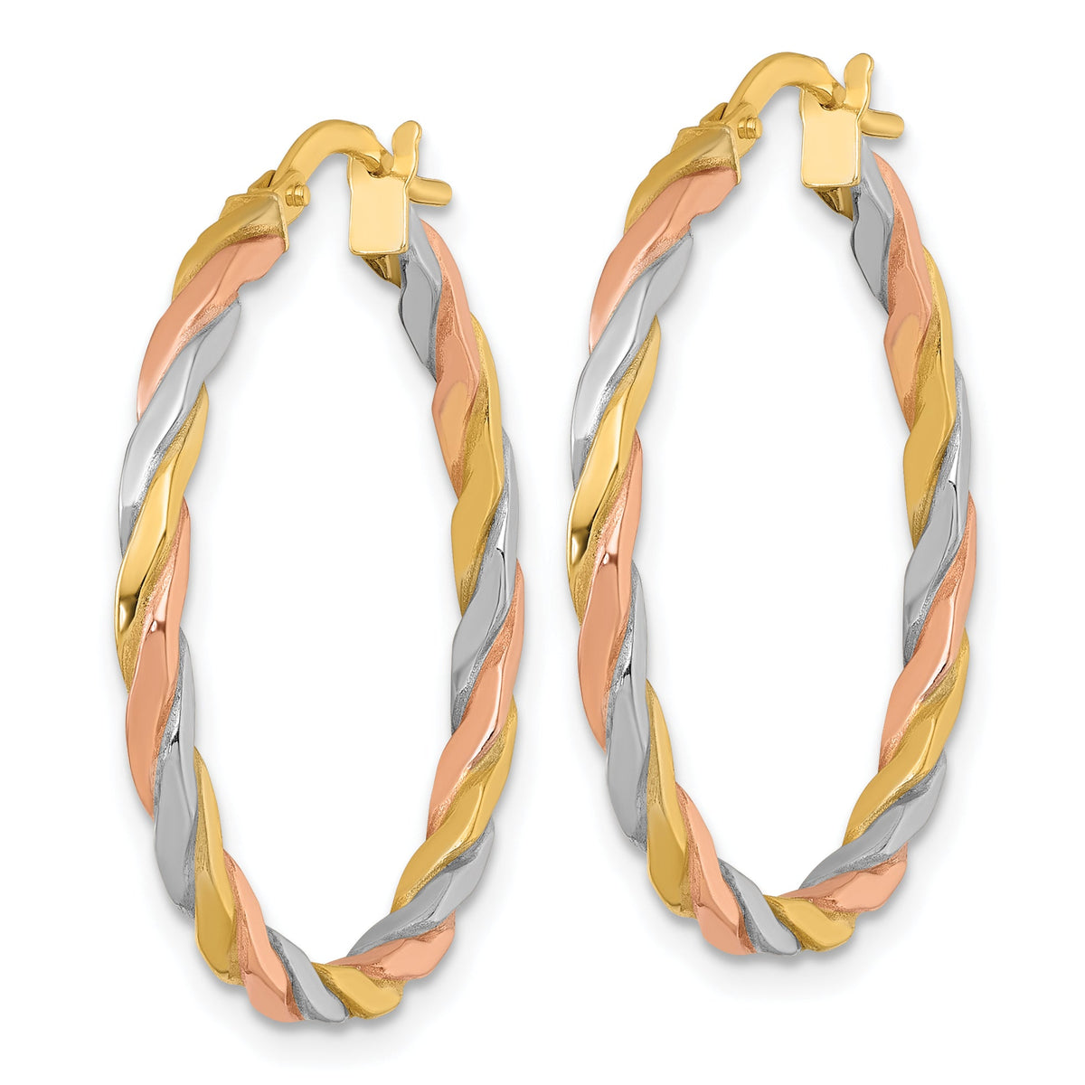 10K Yellow W/Rhodium 10K With Rose And White Rhodium Polished Twisted 2 ...