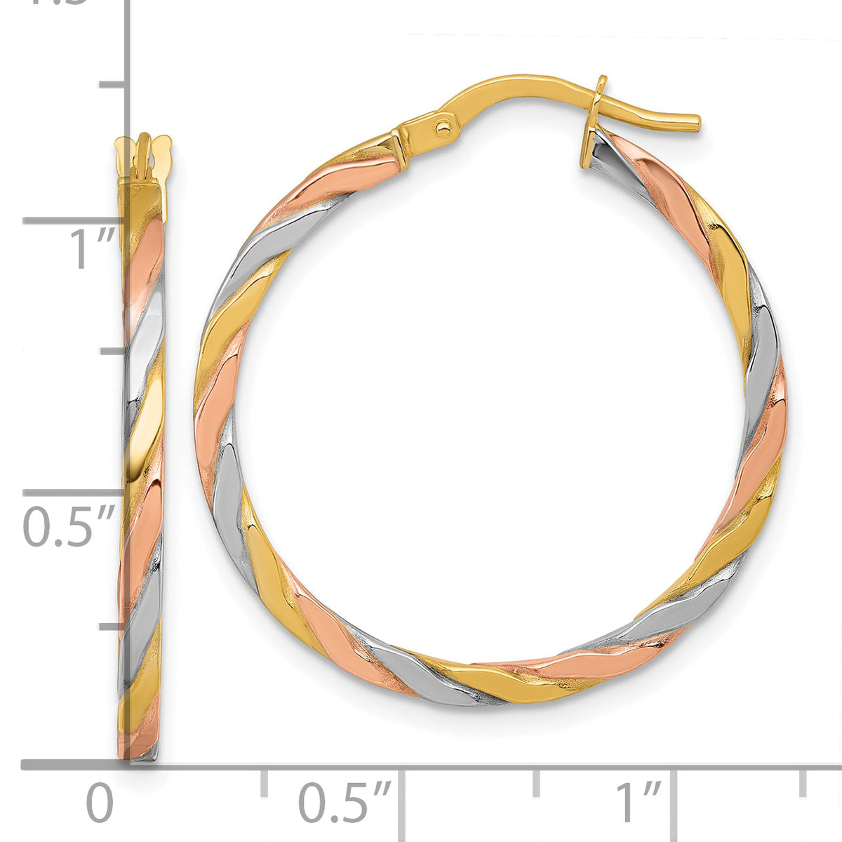 10K Yellow W/Rhodium 10K With Rose And White Rhodium Polished Twisted 2 ...