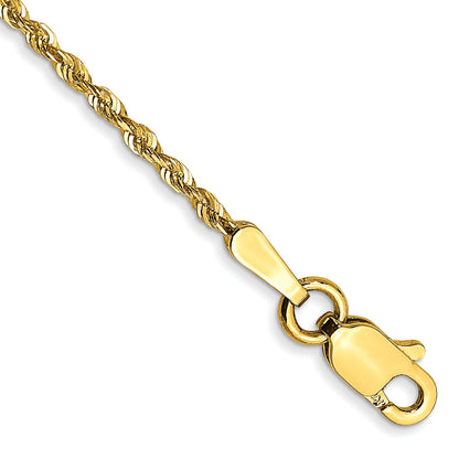 10K Yellow Gold 1.5mm Extra-Light D/C Rope Chain Anklet