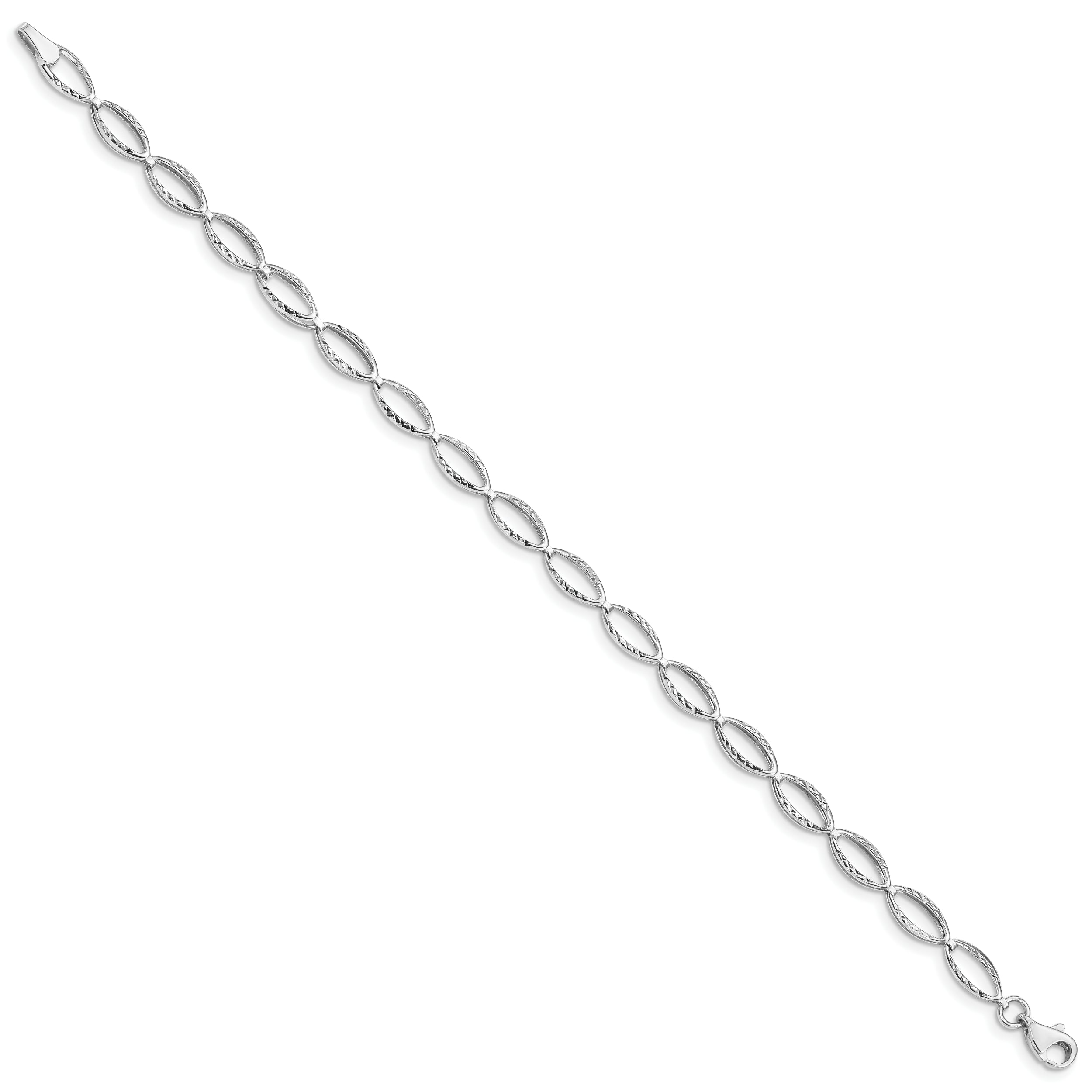 10K White Gold Polished Oval Link Bracelet