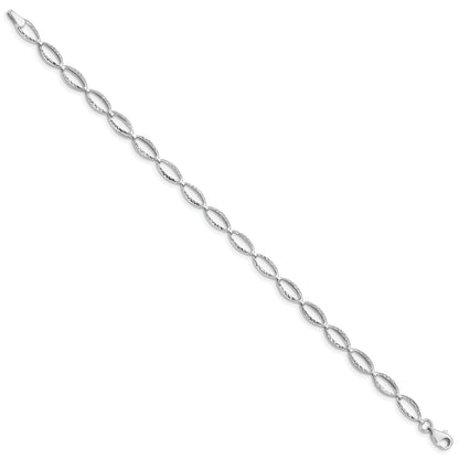 10K White Gold Polished Oval Link Bracelet