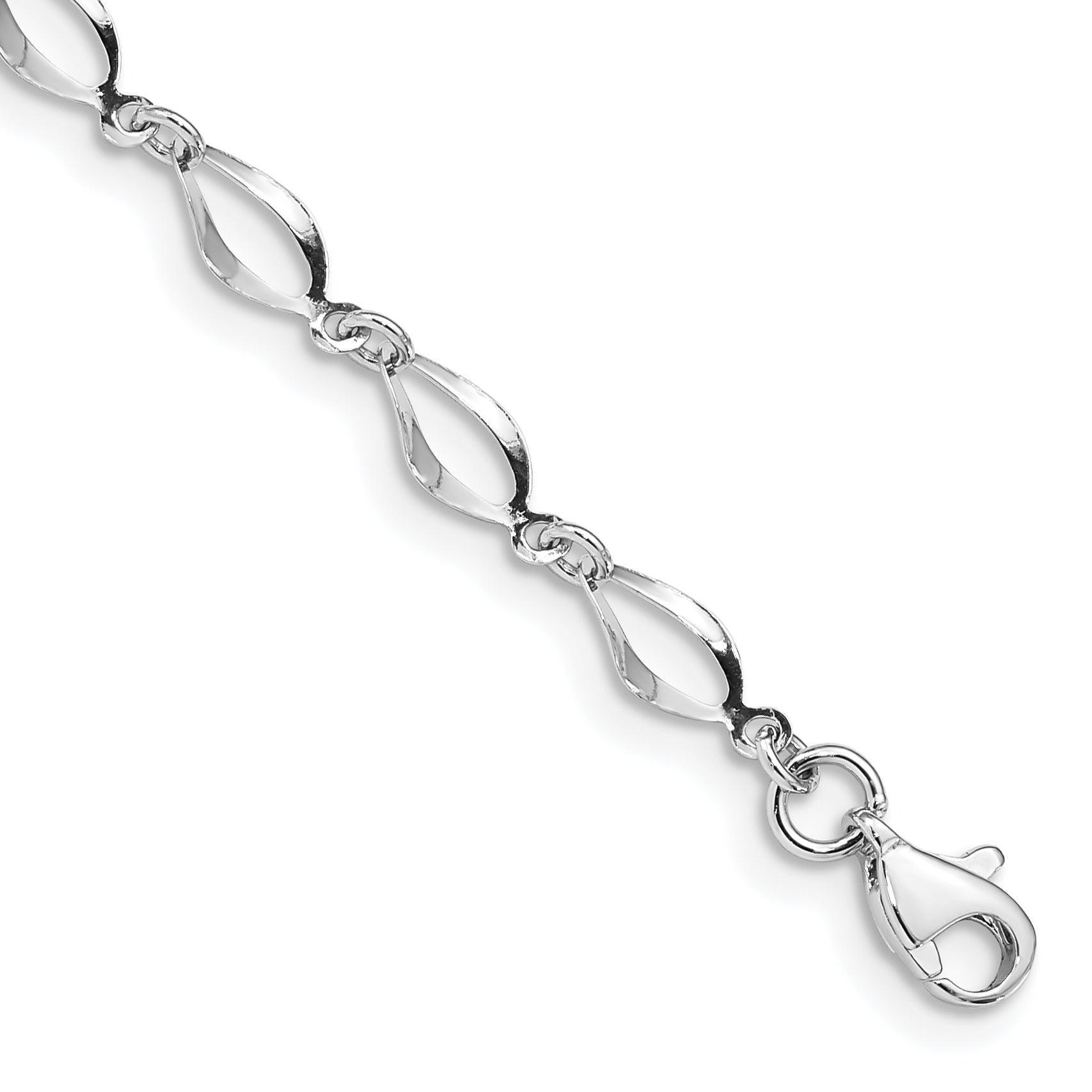 10K White Gold Polished Fancy Link Bracelet