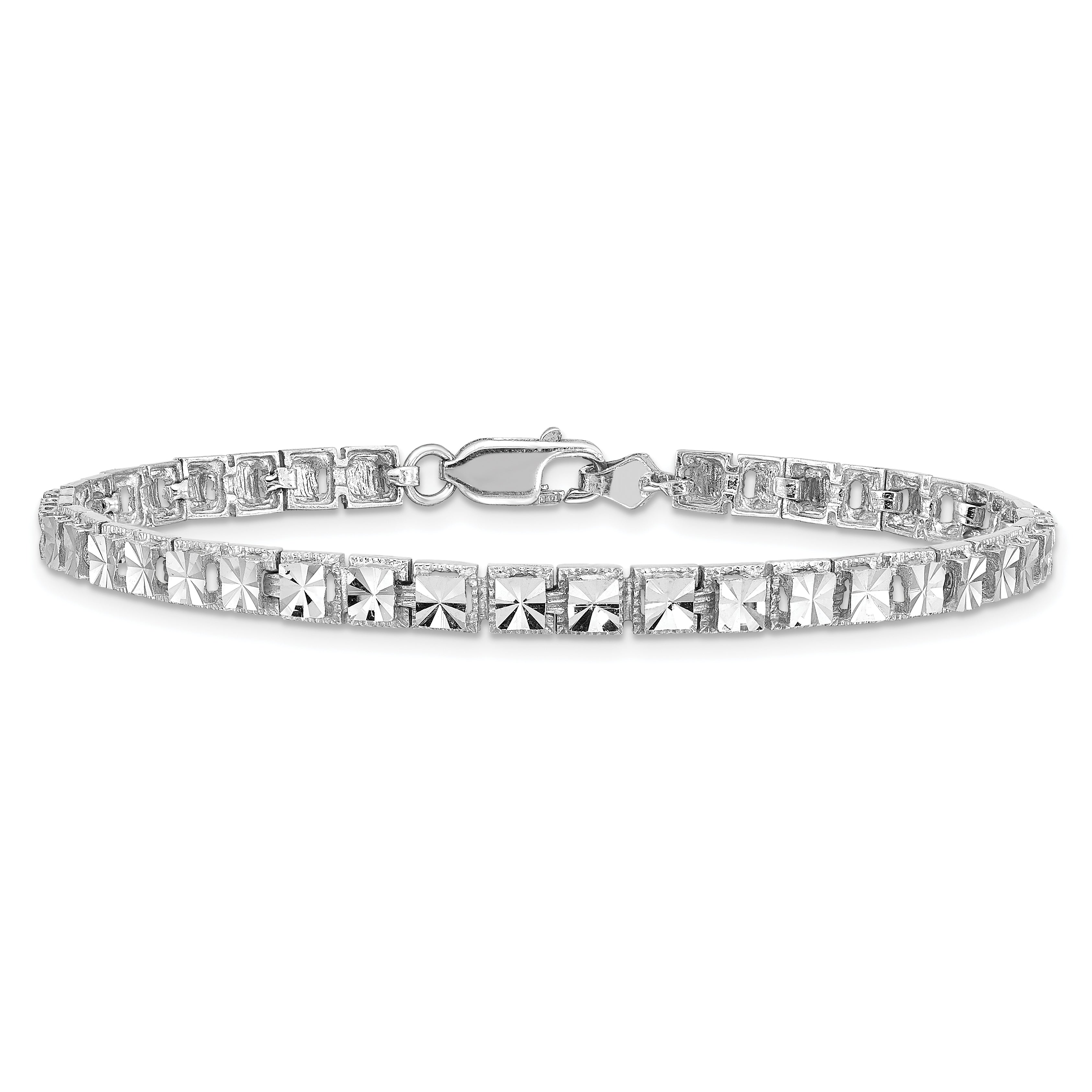 10K White Gold 10K Diamond-Cut Bracelet