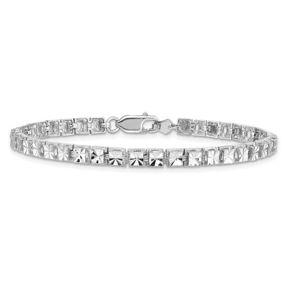10K White Gold 10K Diamond-Cut Bracelet