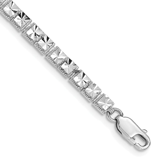 10K White Gold 10K Diamond-Cut Bracelet