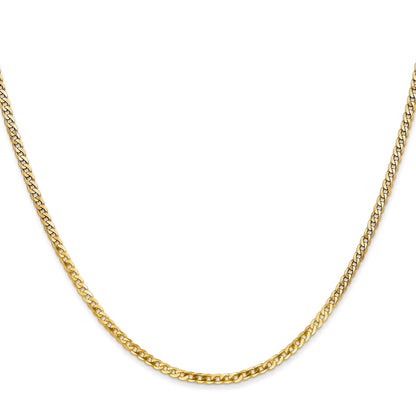 16 Inch 10K Yellow Gold 2.2mm Flat Beveled Curb Chain Necklace