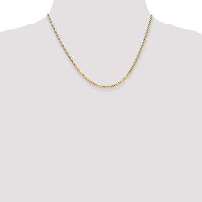 18 Inch 10K Yellow Gold 2.2mm Flat Beveled Curb Chain Necklace