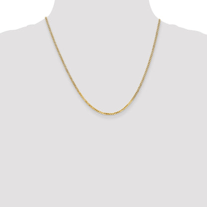 2 Inch 10K Yellow Gold 2.2mm Flat Beveled Curb Chain Necklace
