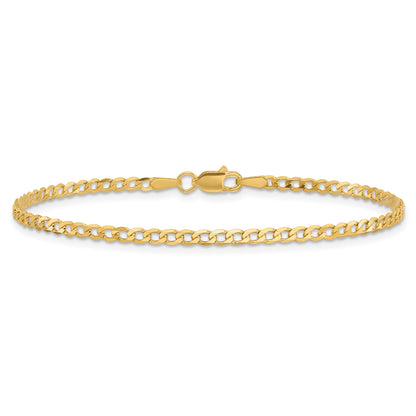 8 Inch 10K Yellow Gold 2.2mm Flat Beveled Curb Chain Bracelet
