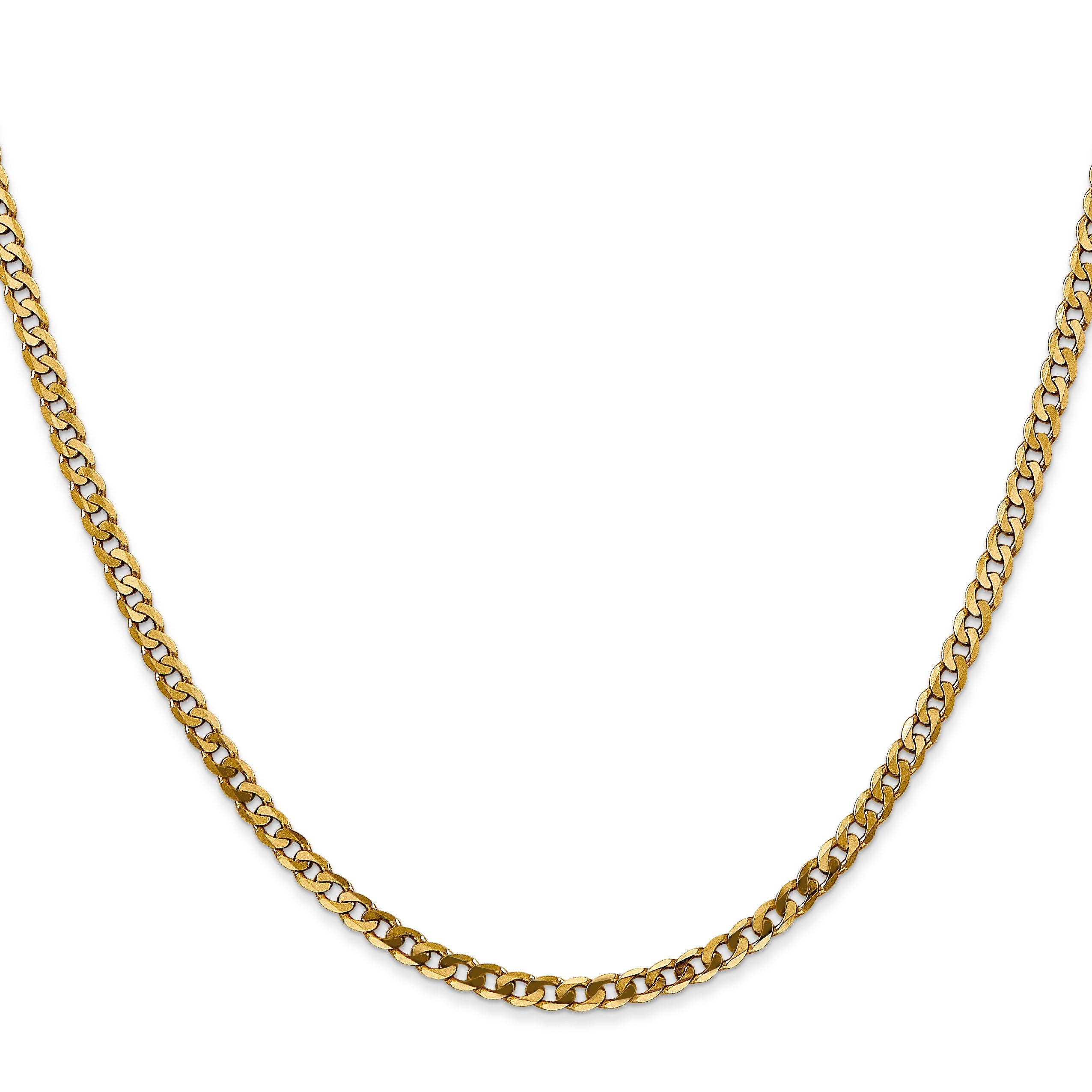 2 Inch 10K Yellow Gold 2.9mm Flat Beveled Curb Chain Necklace