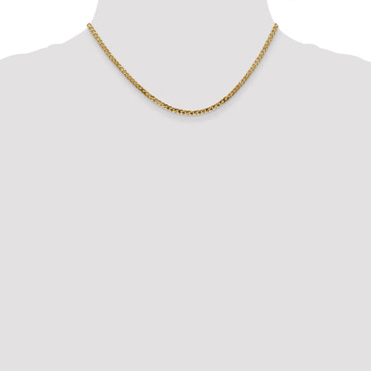 16 Inch 10K Yellow Gold 2.9mm Flat Beveled Curb Chain Necklace