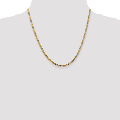 2 Inch 10K Yellow Gold 2.9mm Flat Beveled Curb Chain Necklace