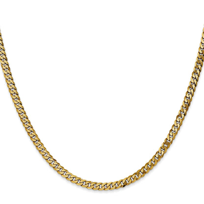 28 Inch 10K Yellow Gold 3.9mm Flat Beveled Curb Chain Necklace