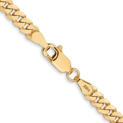 28 Inch 10K Yellow Gold 3.9mm Flat Beveled Curb Chain Necklace