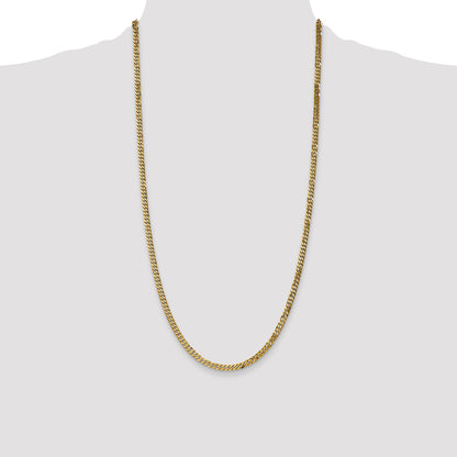 28 Inch 10K Yellow Gold 3.9mm Flat Beveled Curb Chain Necklace