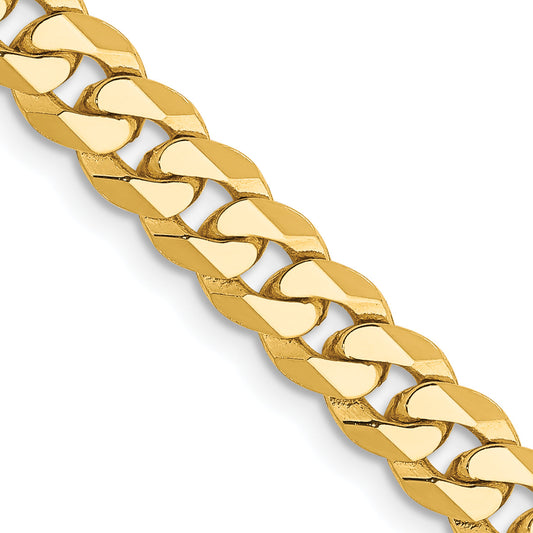 28 Inch 10K Yellow Gold 5.75mm Flat Beveled Curb Chain Necklace