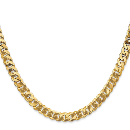 28 Inch 10K Yellow Gold 6.25mm Flat Beveled Curb Chain Necklace