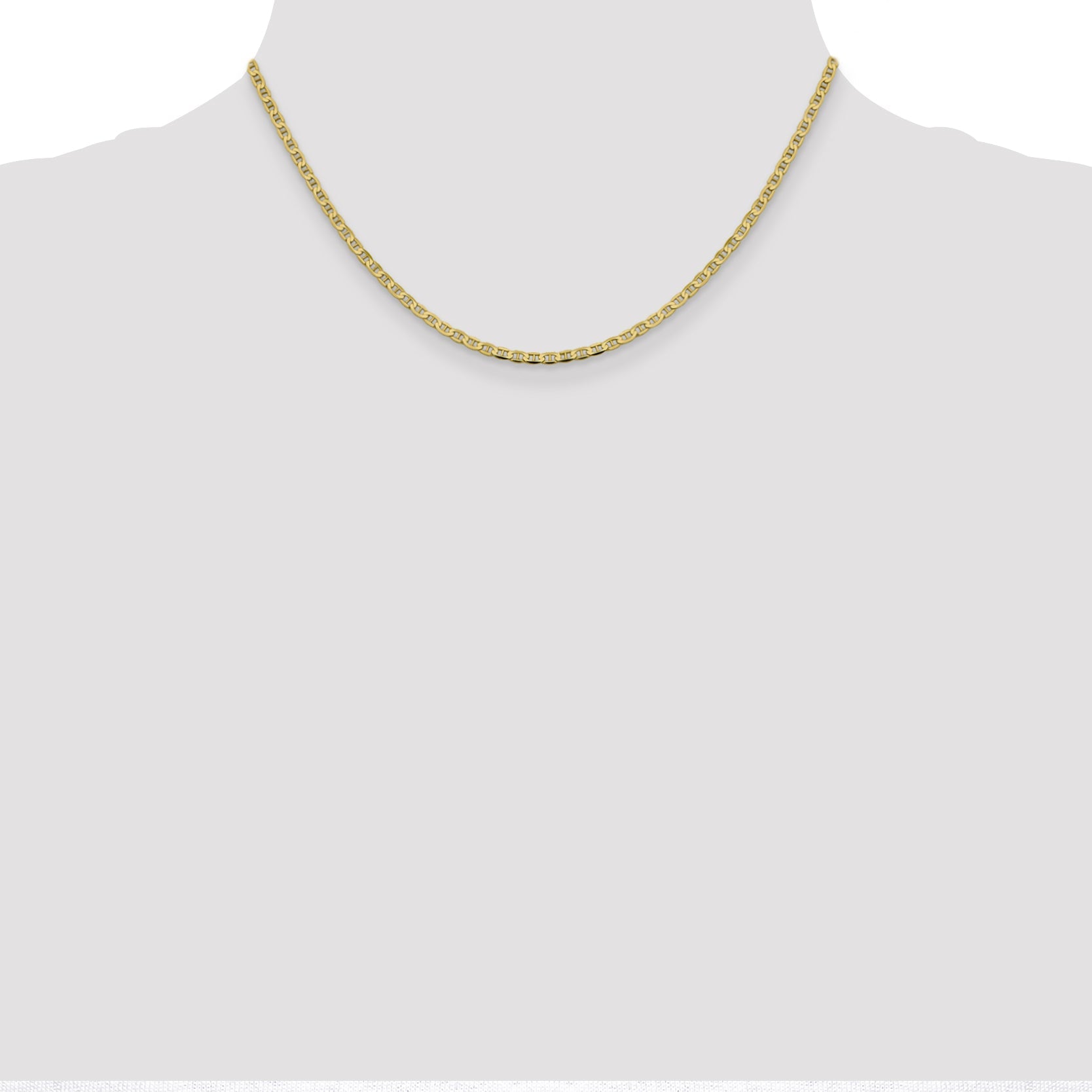 16 Inch 10K 2.4mm Flat Anchor Chain Necklace