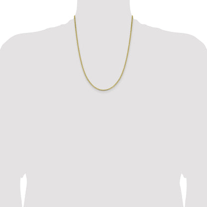 22 Inch 10K Yellow Gold 2.4mm Flat Anchor Chain Necklace