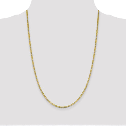 24 Inch 10K 2.4mm Flat Anchor Chain Necklace