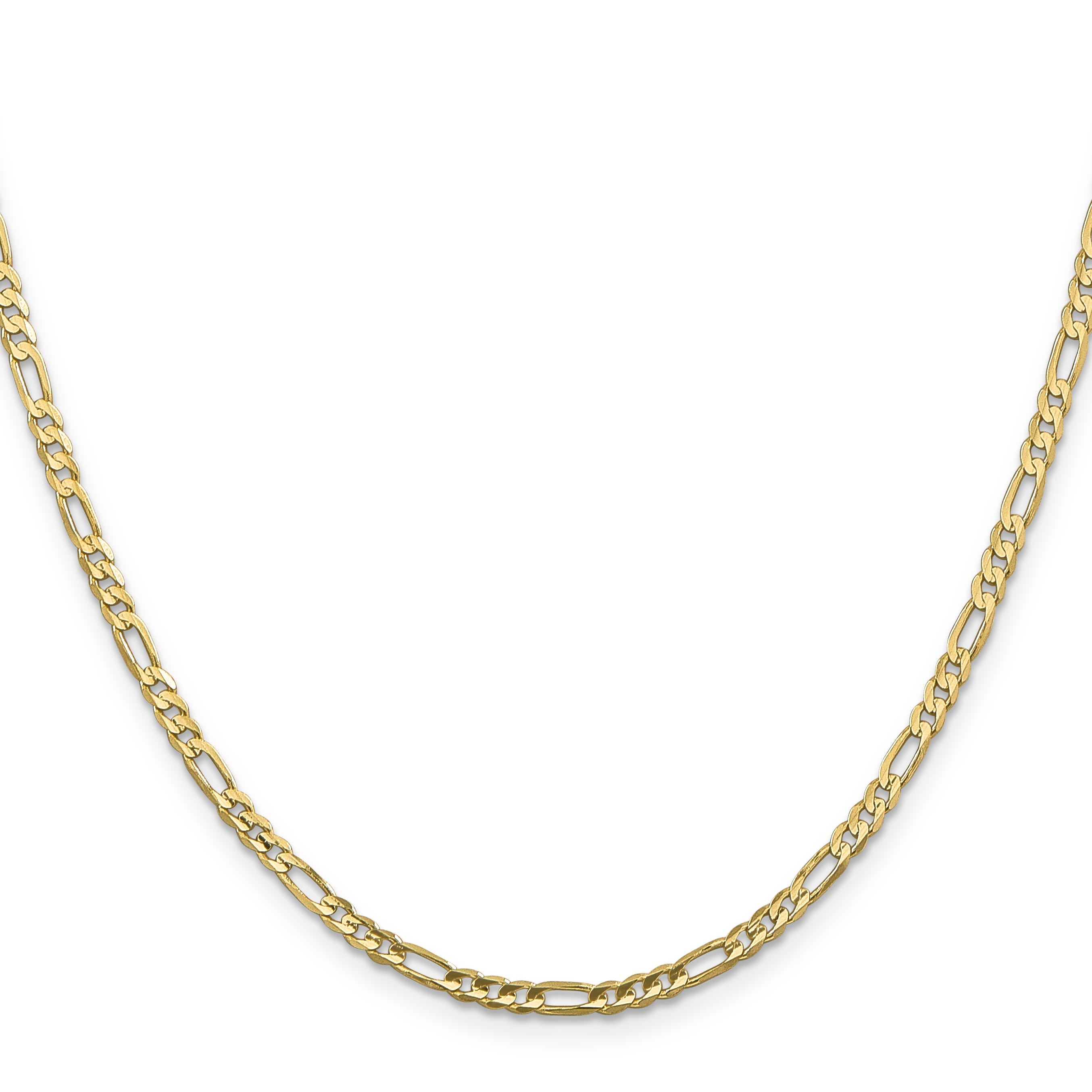 30 Inch 10K 3mm Flat Figaro Chain Necklace