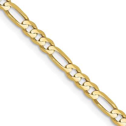 30 Inch 10K 3mm Flat Figaro Chain Necklace