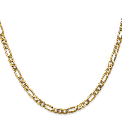 2 Inch 10K Yellow Gold 10K 4mm Flat Figaro Chain Necklace