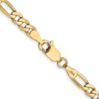 22 Inch 10K Yellow Gold 10K 4mm Flat Figaro Chain Necklace