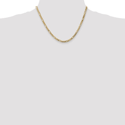 18 Inch 10K Yellow Gold 10K 4mm Flat Figaro Chain Necklace