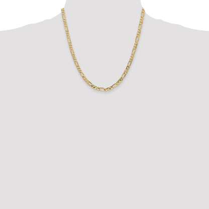 2 Inch 10K Yellow Gold 10K 4.75mm Flat Figaro Chain Necklace