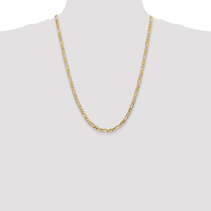 24 Inch 10K Yellow Gold 10K 4.75mm Flat Figaro Chain Necklace