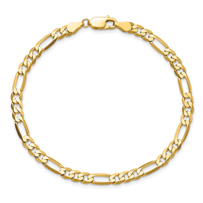 8 Inch 10K Yellow Gold 10K 4.75mm Flat Figaro Chain Bracelet