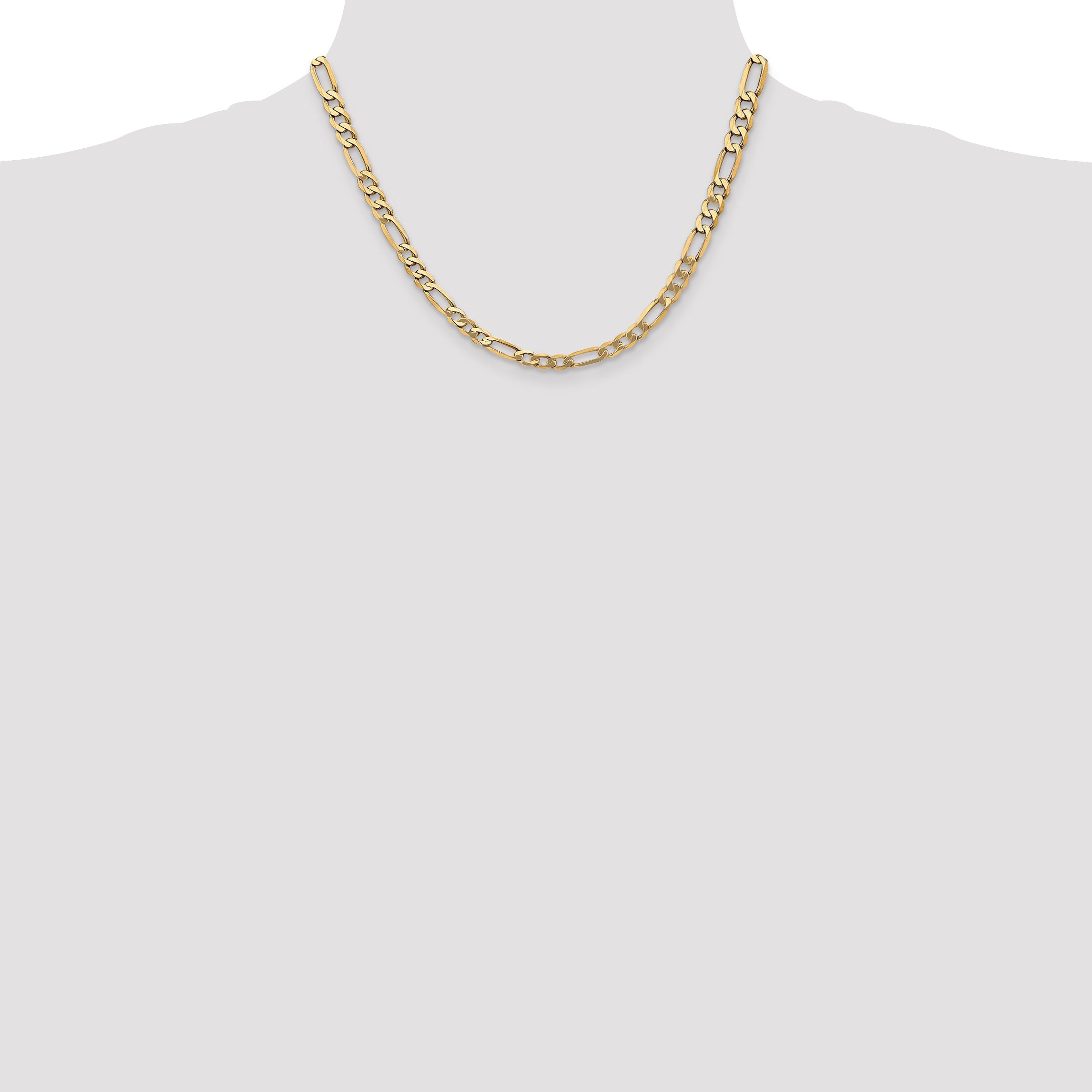 18 Inch 10K Yellow Gold 10K 5.25mm Flat Figaro Chain Necklace