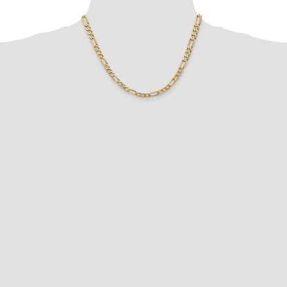 18 Inch 10K Yellow Gold 10K 5.25mm Flat Figaro Chain Necklace