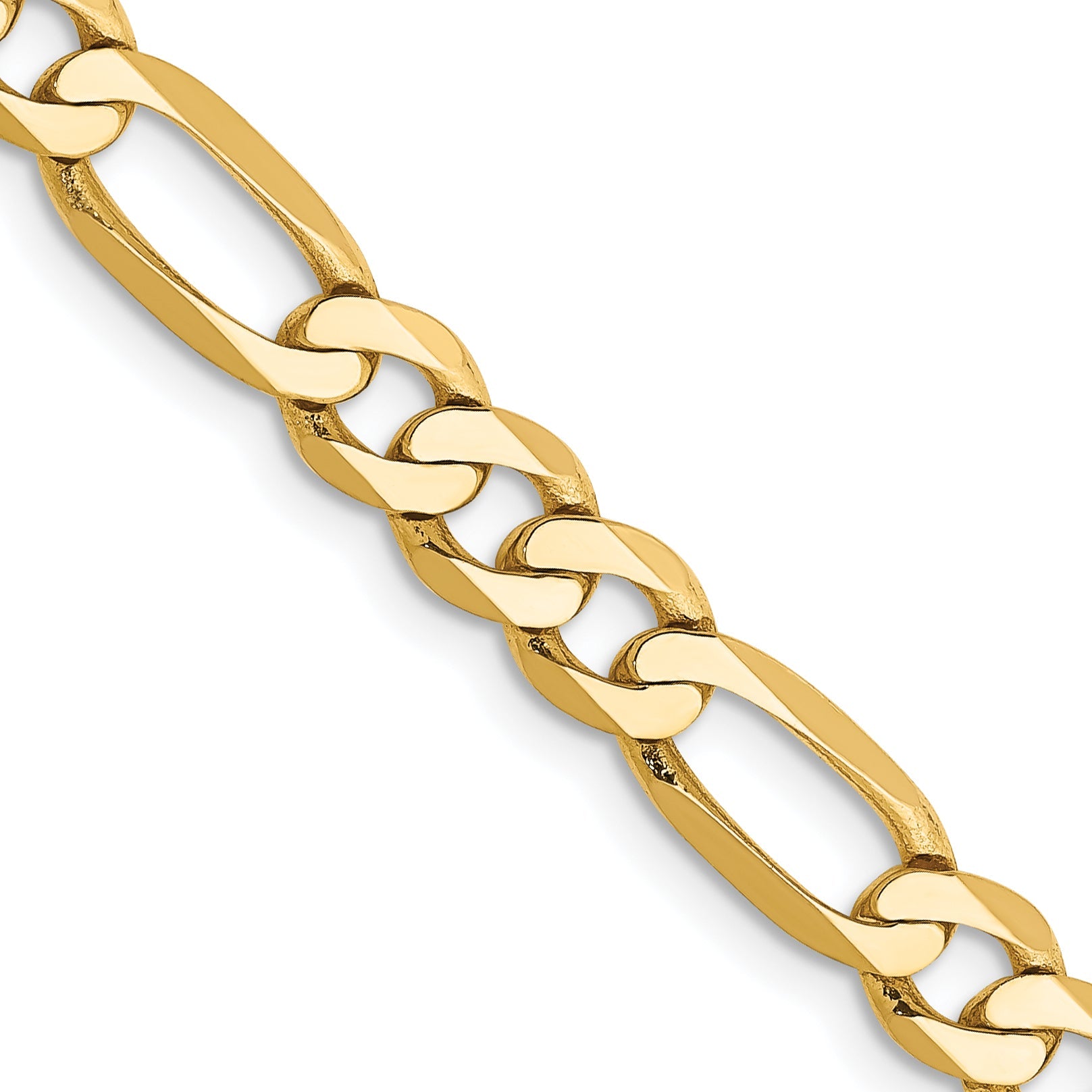 22 Inch 10K Yellow Gold 10K 5.25mm Flat Figaro Chain Necklace