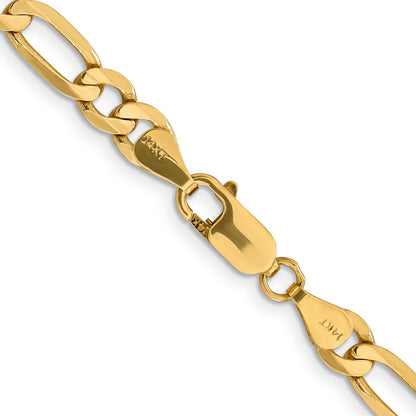 24 Inch 10K Yellow Gold 10K 6.25mm Flat Figaro Chain Necklace