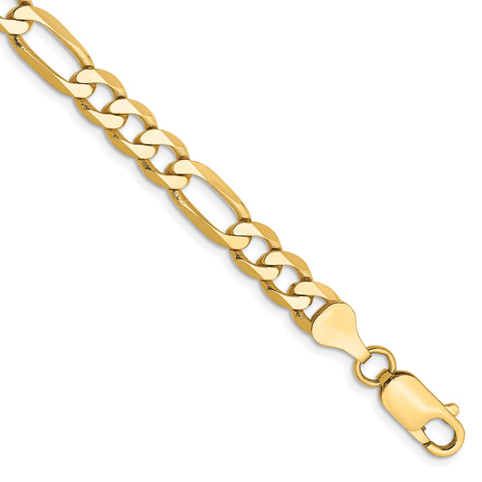 8 Inch 10K Yellow Gold 10K 6.25mm Flat Figaro Chain Bracelet
