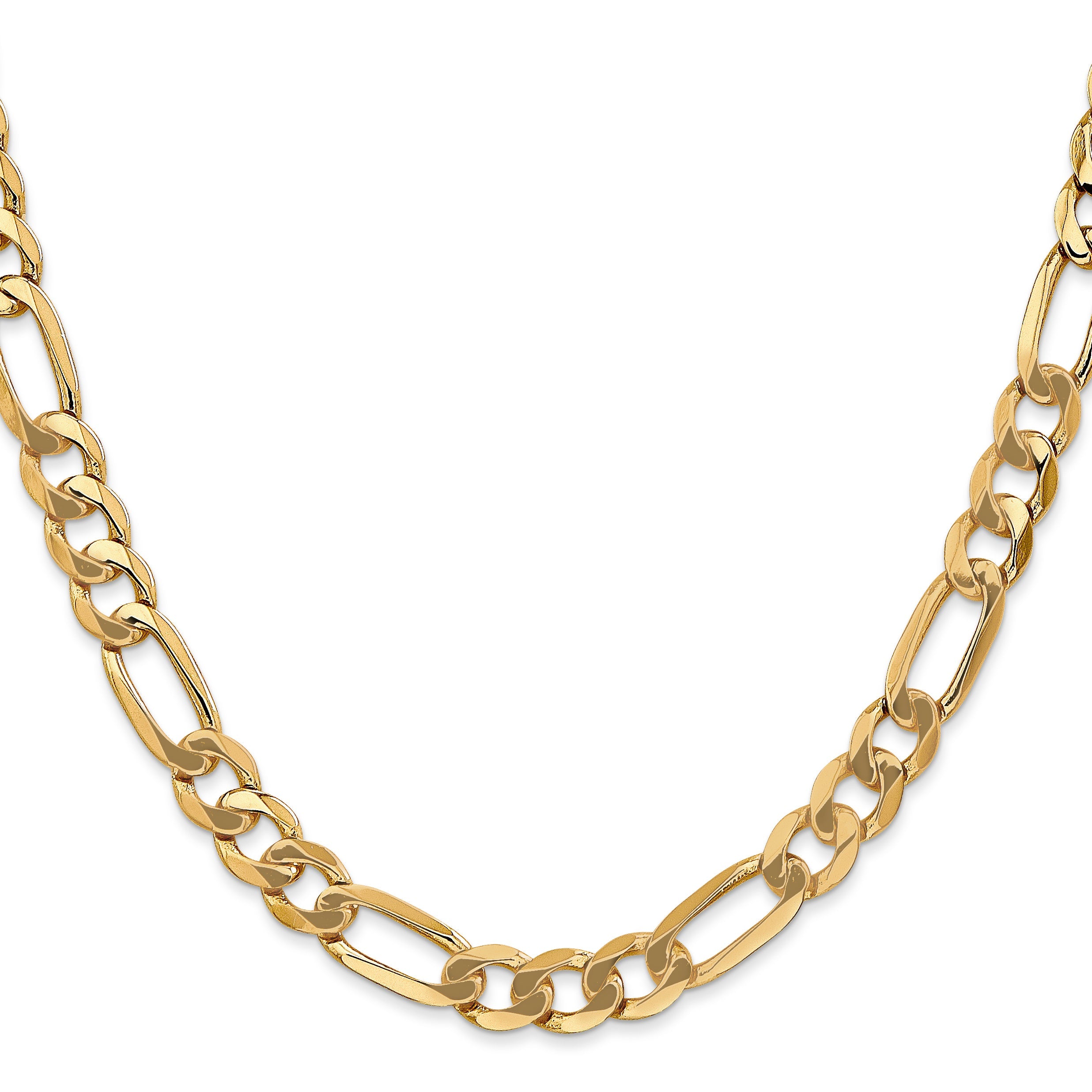 2 Inch 10K Yellow Gold 10K 7mm Flat Figaro Chain Necklace