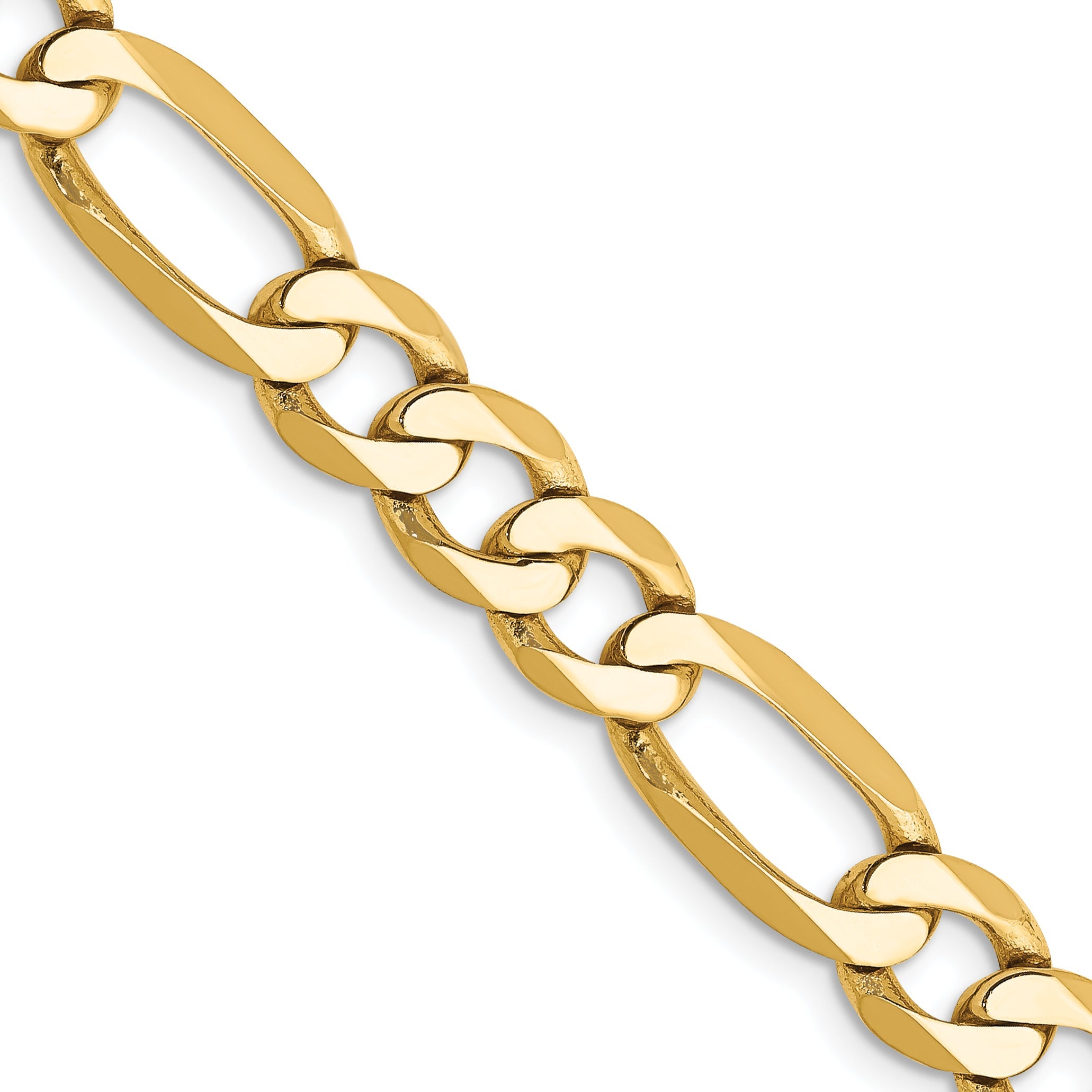 2 Inch 10K Yellow Gold 10K 7mm Flat Figaro Chain Necklace