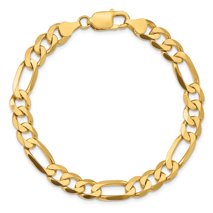 9 Inch 10K Yellow Gold 10K 7.5mm Flat Figaro Chain Bracelet
