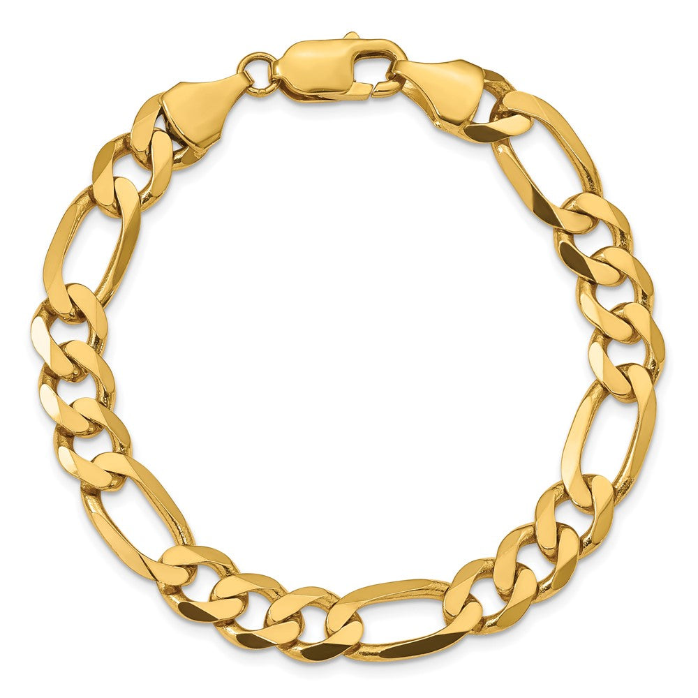 9 Inch 10K Yellow Gold 10K 8.75mm Flat Figaro Chain Bracelet