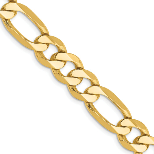 22 Inch 10K Yellow Gold 10K 8.75mm Flat Figaro Chain Necklace