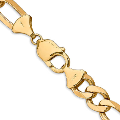 2 Inch 10K Yellow Gold 10K 10mm Flat Figaro Chain Necklace