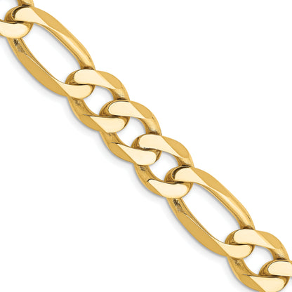 2 Inch 10K Yellow Gold 10K 10mm Flat Figaro Chain Necklace