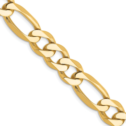 2 Inch 10K Yellow Gold 10K 10mm Flat Figaro Chain Necklace