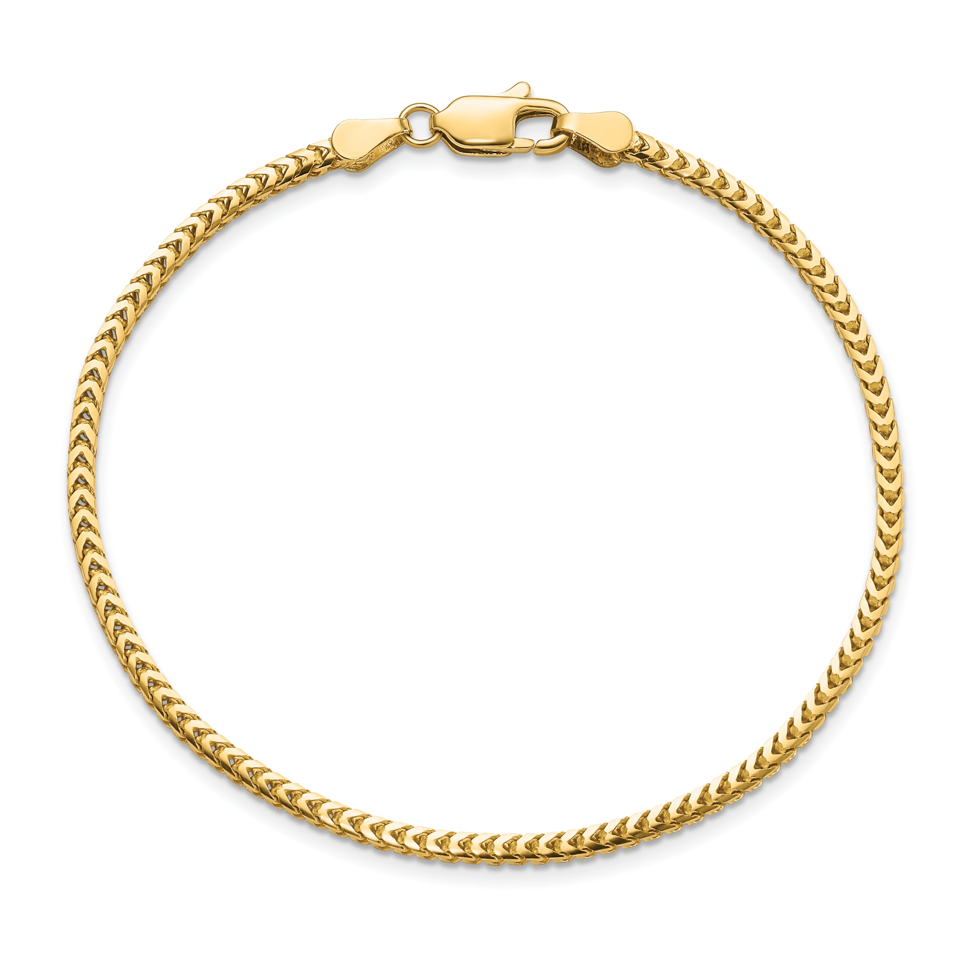 8 Inch 10K Yellow Gold 2.3mm Franco Chain Bracelet