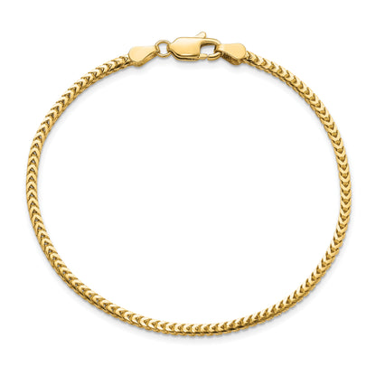 8 Inch 10K Yellow Gold 2.3mm Franco Chain Bracelet