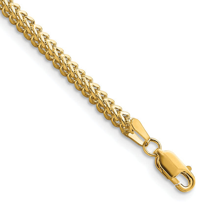 8 Inch 10K Yellow Gold 2.3mm Franco Chain Bracelet
